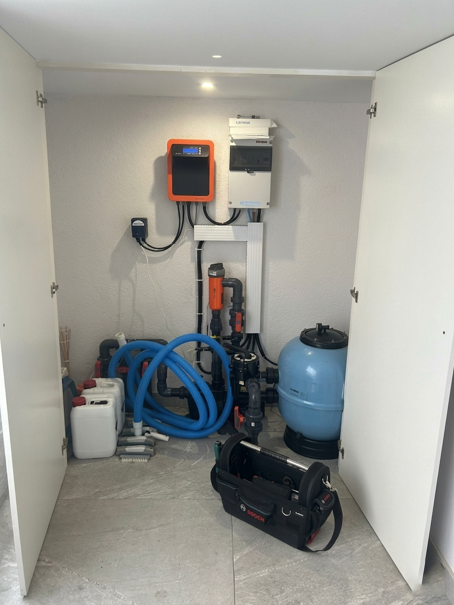 Piscina residencial con jardín en área metropolitana de Barcelona